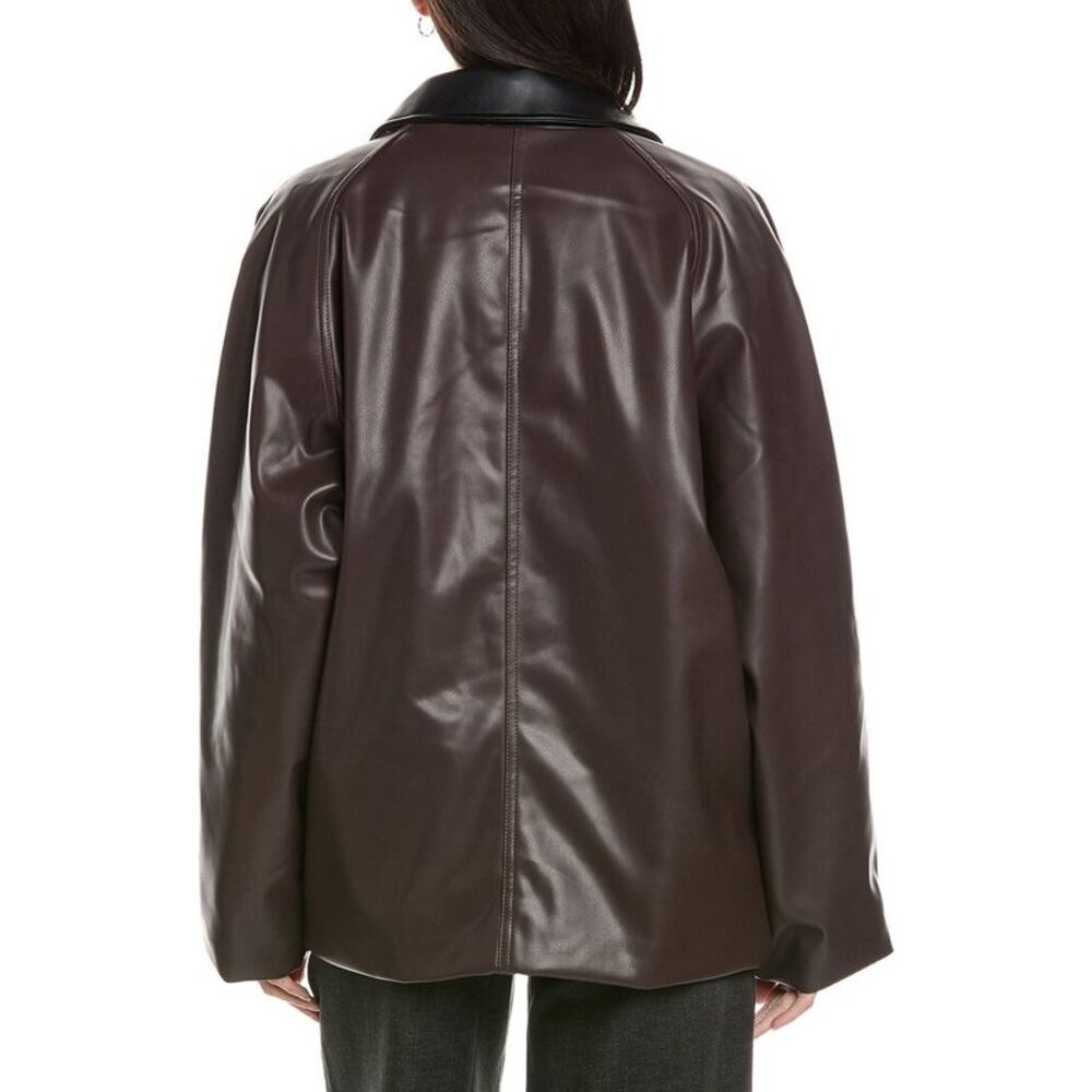 Weworewhat Womens  Cocoon Leather Jacket, Black - Picture 2 of 3